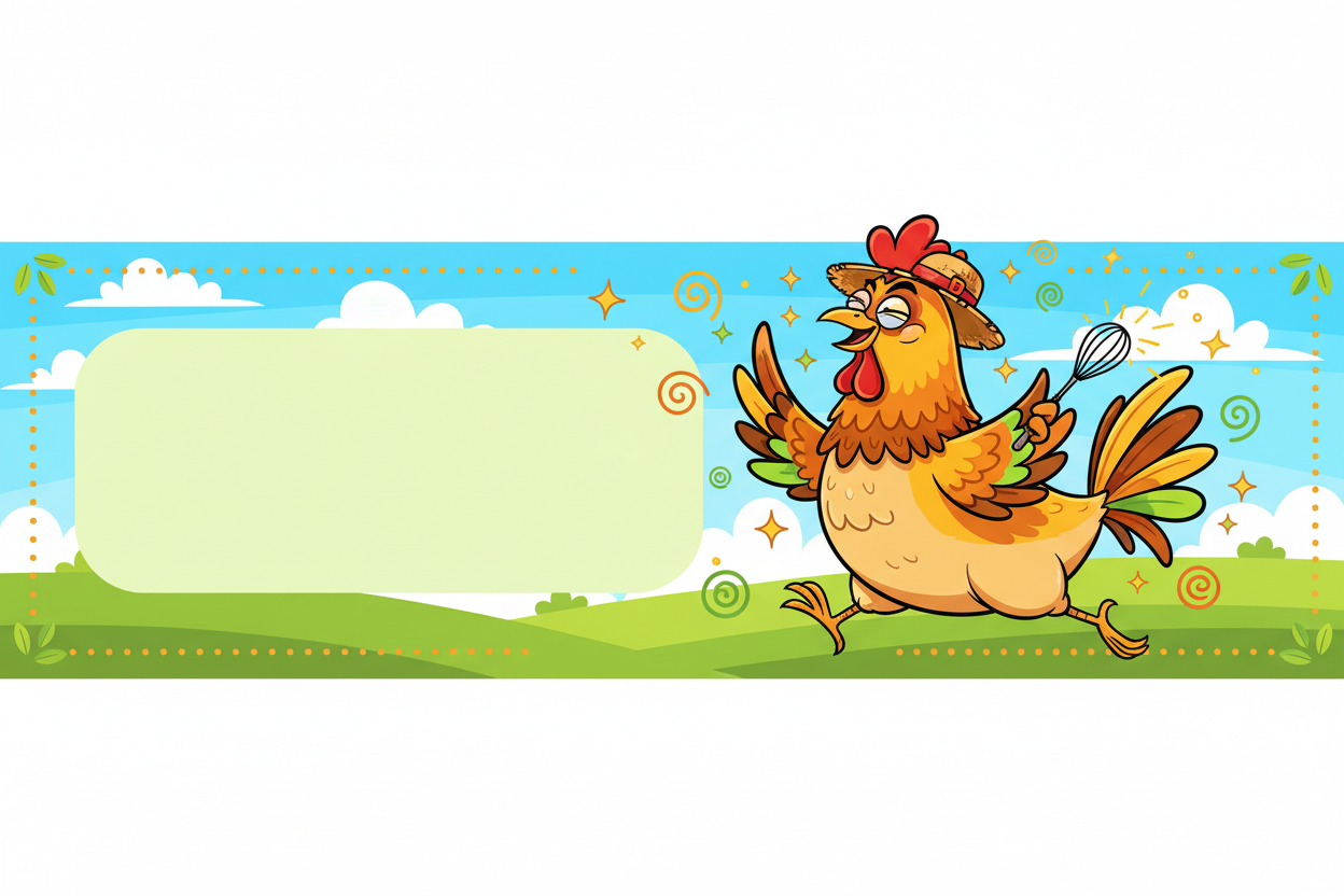 Horizontal cartoon chicken banner